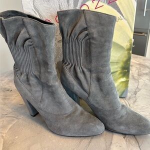 APEPAZZA ORIONE Dark Grey Suede Short Boots Size 7.5
